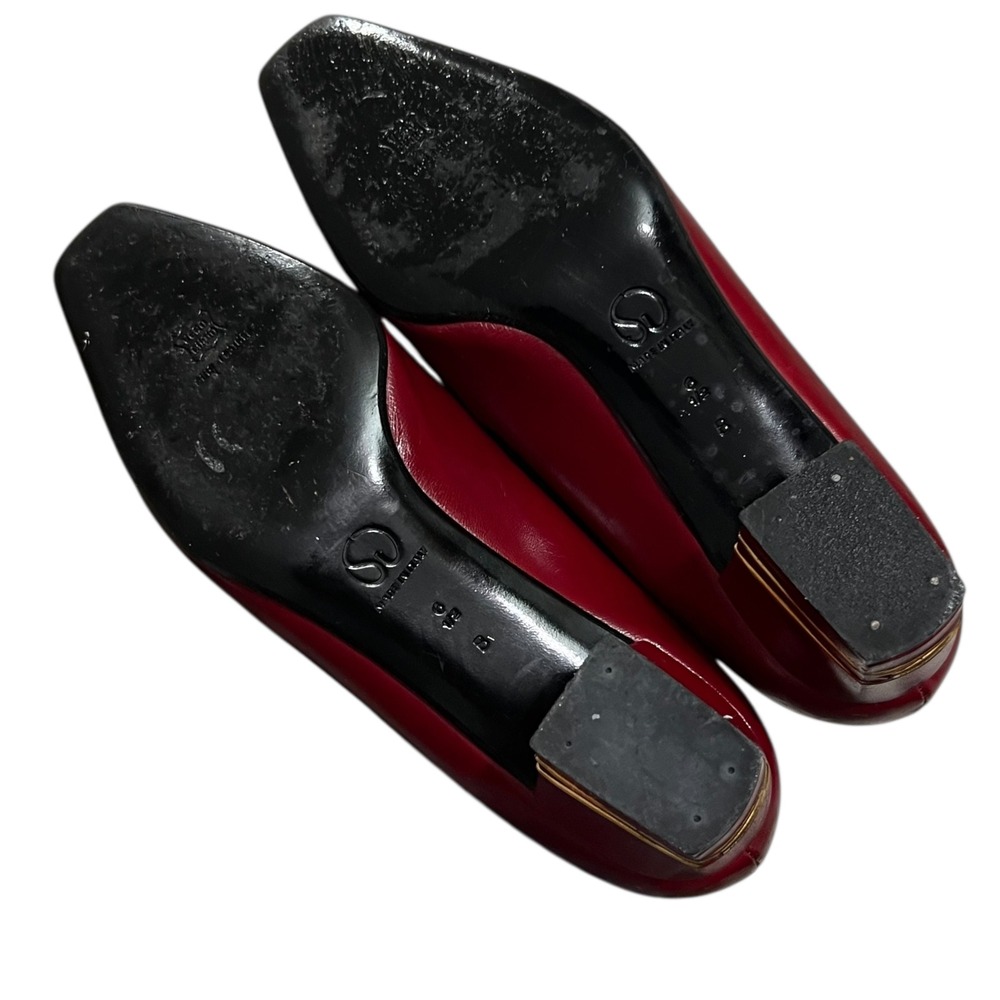Vintage St. John Burgundy Leather Pumps Low Block Heel Made in Italy size 6.5 - Picture 9 of 10